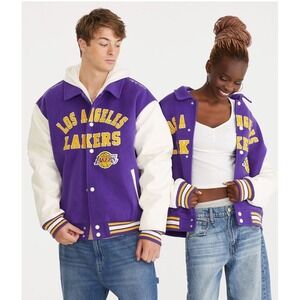 Los Angeles Lakers NBA Varsity Jacket Purple  Western Conference Basketball Larg